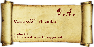 Vaszkó Aranka névjegykártya
