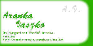 aranka vaszko business card