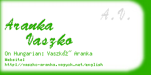 aranka vaszko business card